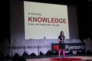 KwinMedia digital marketing strategist and Ryerson Fashion Zone advisor CamMi Pham speaks at the annual TEDxRyersonU event on Saturday.