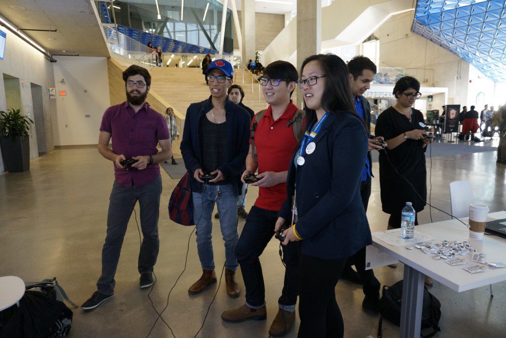 Students playing Journey, a PlayStation game, at the Student Learning Centre (Emerson Brito/The Ryersonian)