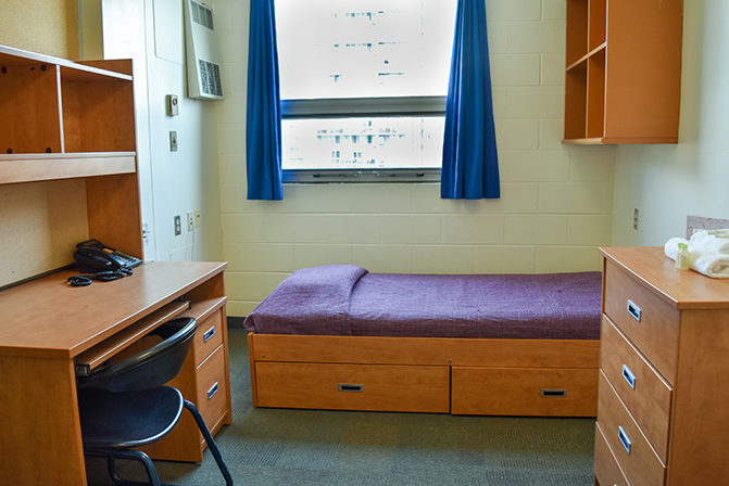 Empty dorm room in Pitman Hall